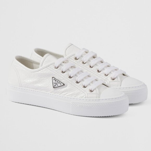 PRADA Triangle Logo Smash Naplak Platform Sneakers Trainers Flat Shoes - Picture 1 of 16